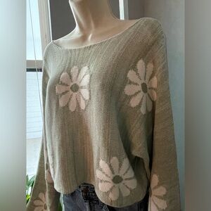 Sage Green Daisy Print Sweater